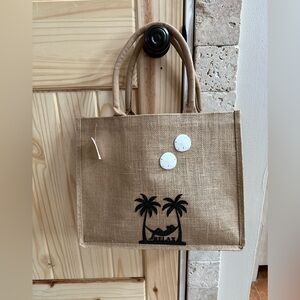 Custom lg burlap jute beach, grocery tote Easter basket, 15.3 × 12.2 x 5.9 in #2